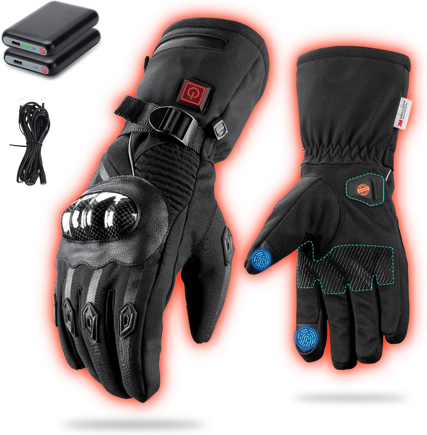 Heated Gloves for Men & Women - Rechargeable Batteries, Electric, Touchscreen, Waterproof, Windproof, Non-Slip, Skiing, Cycling, Fishing